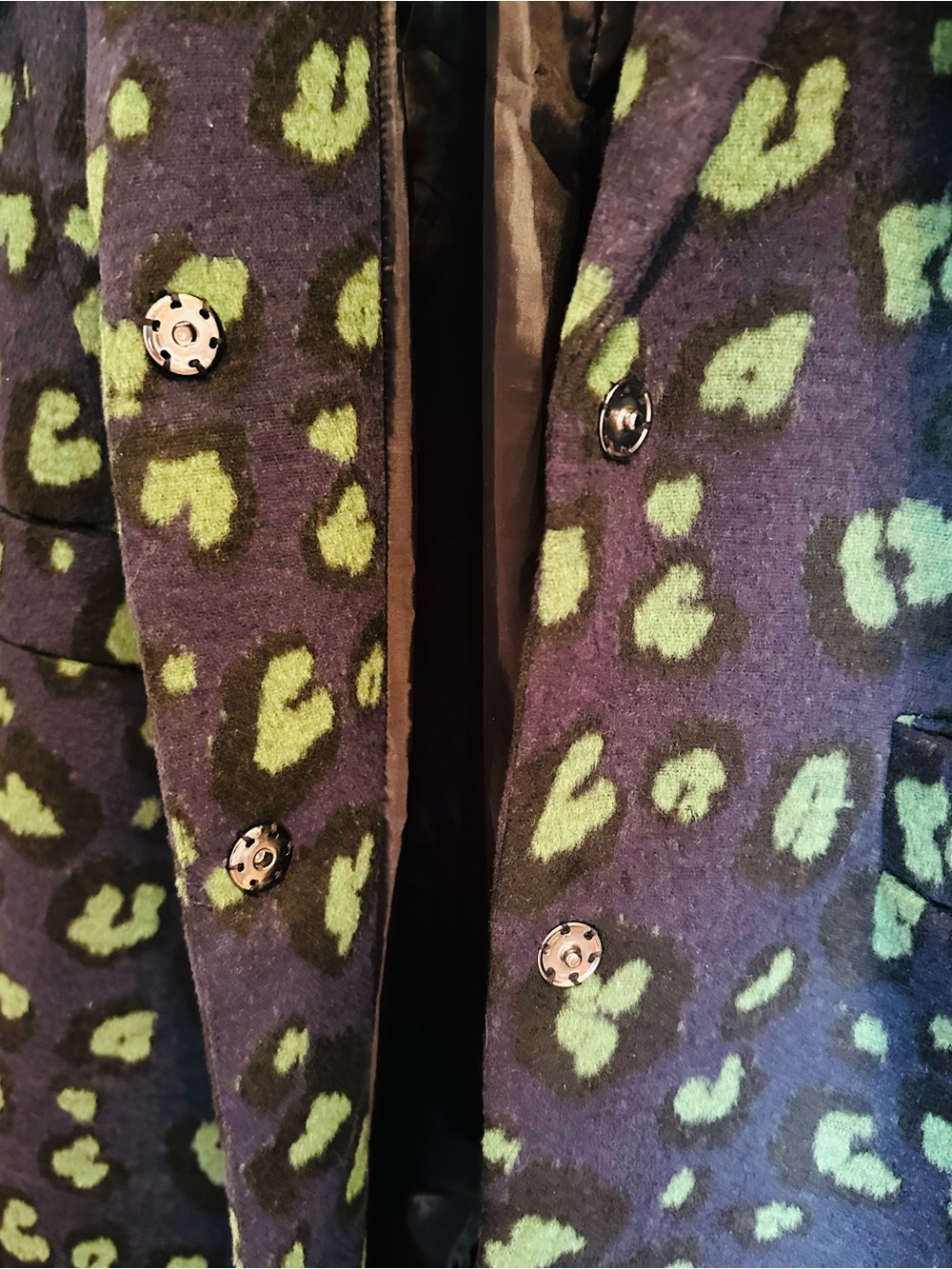 Brave Soul Leopard Print Coat Blue Green Statement Coat (14 US) (NEW) - Picture 6 of 6